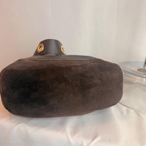 Michael Kors AUTHENTICATED Brown Suede Leather Hobo Bag Gold Chain Tassel Boho - Picture 9 of 15